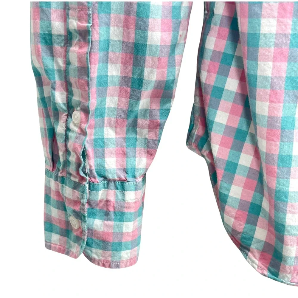 J. Crew‎ Men's Medium Slim Untucked Pastel Gingham Flex Wash L/S Button-Up Shirt